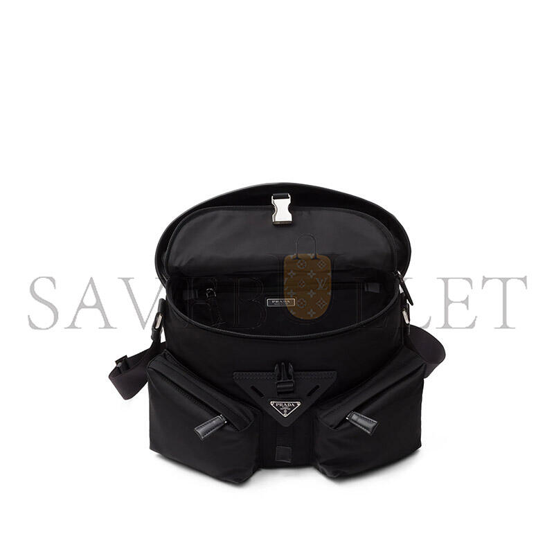 PRADA RE-NYLON AND LEATHER SHOULDER BAG 2VD062 (29*23*15cm)
